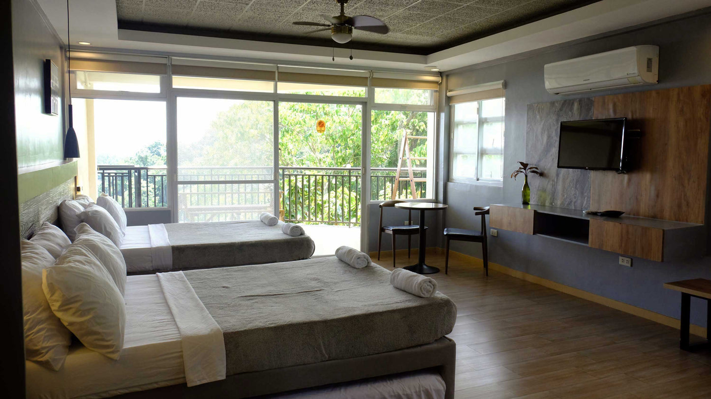 Wing room, two double beds, two single pull-outs. good for up to 6 pax.